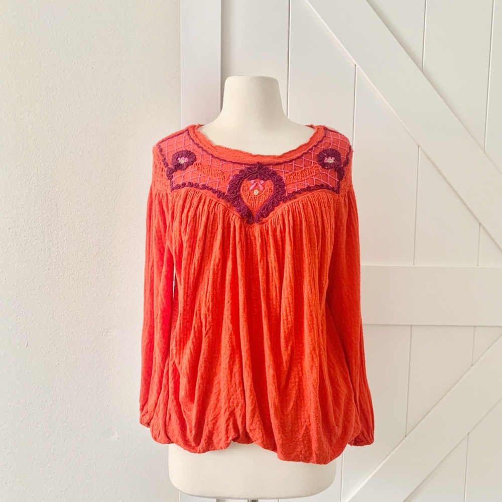 Free people long sleeve peasant top
